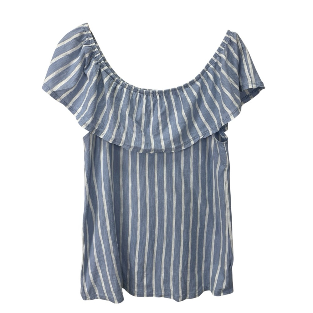 Old Navy Womens Blue & White Striped Off the Shoulder Cotton Top Size M